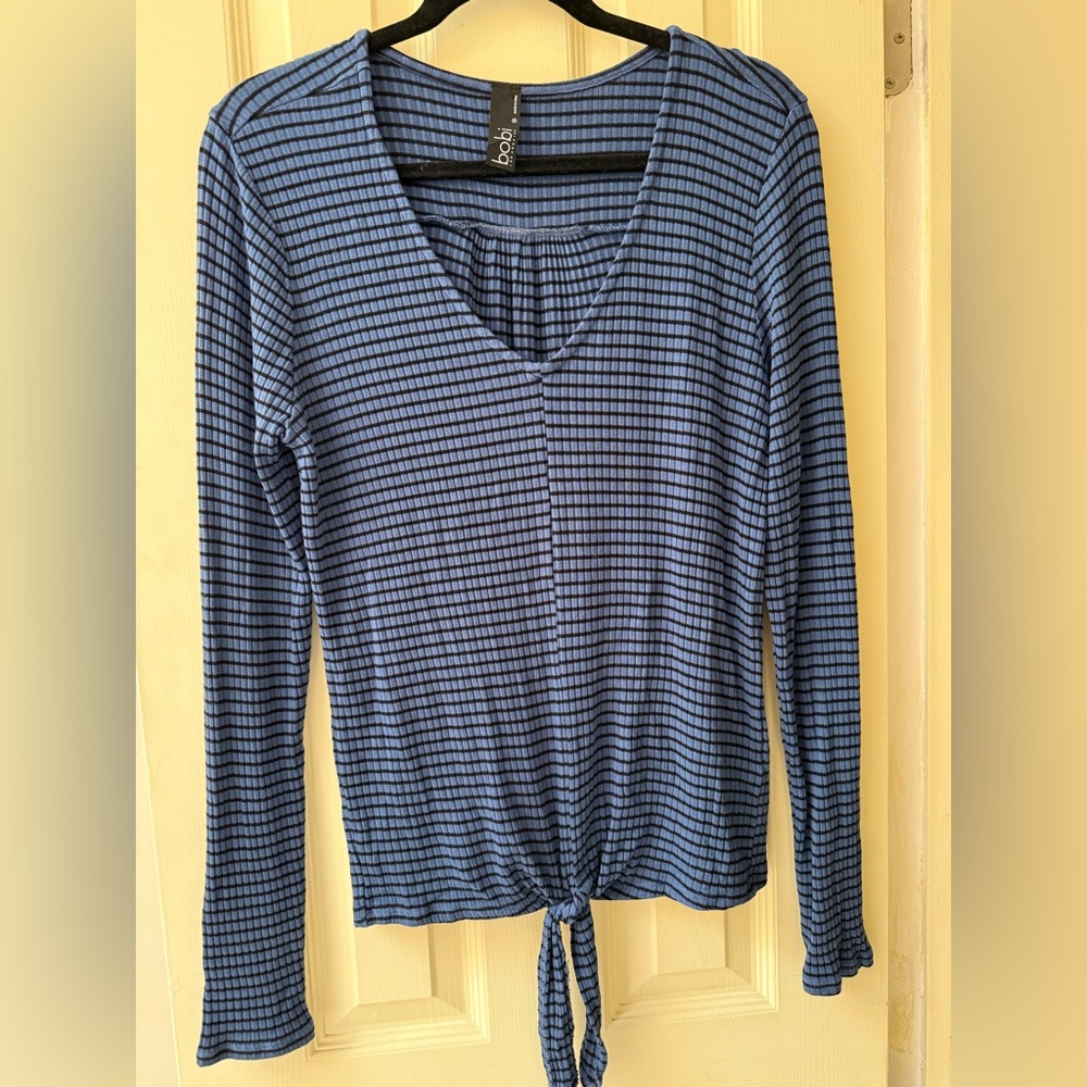 Bobi Blue Striped Long Sleeve Top